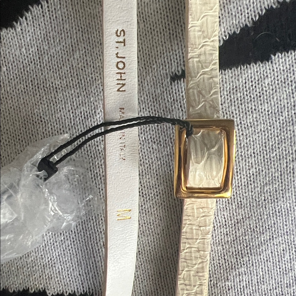 St. John Ivory Belt with Gold Accent - Picture 4 of 5